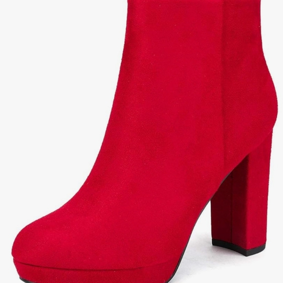 Dream Pairs low ankle boot RED sz 7 NWT - Picture 4 of 6